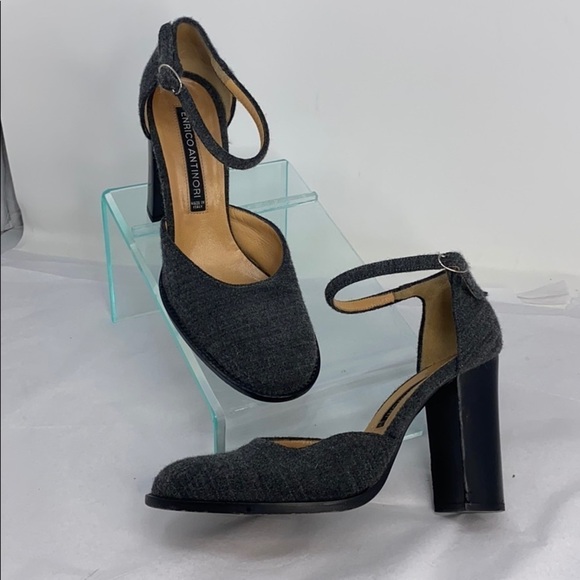 Enrico Antinori Sz 38 Gray Wool and Leather Pumps - Picture 1 of 10
